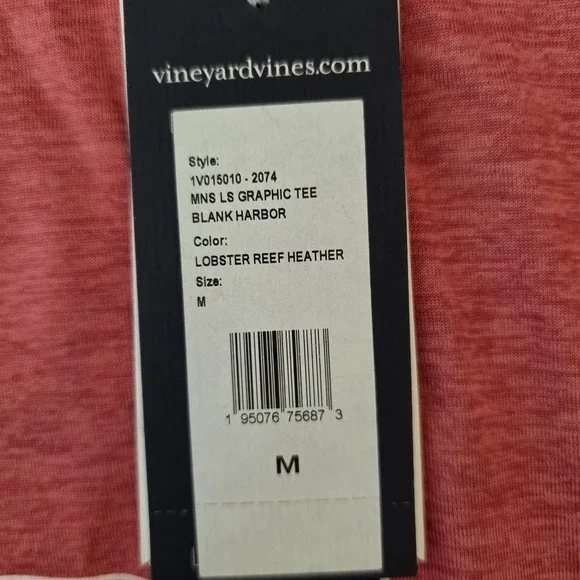 Vineyard Vines Performance Tee Mens M Lobster Reef Heather Flag Whale 1V015010 - Picture 7 of 13